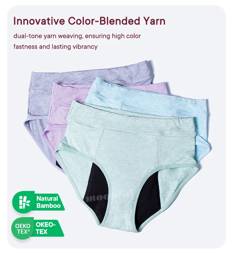 Culotte Menstruelle Taille Haute Flux Abondant - Fibre de Bambou Super Absorbante 30-40ml
