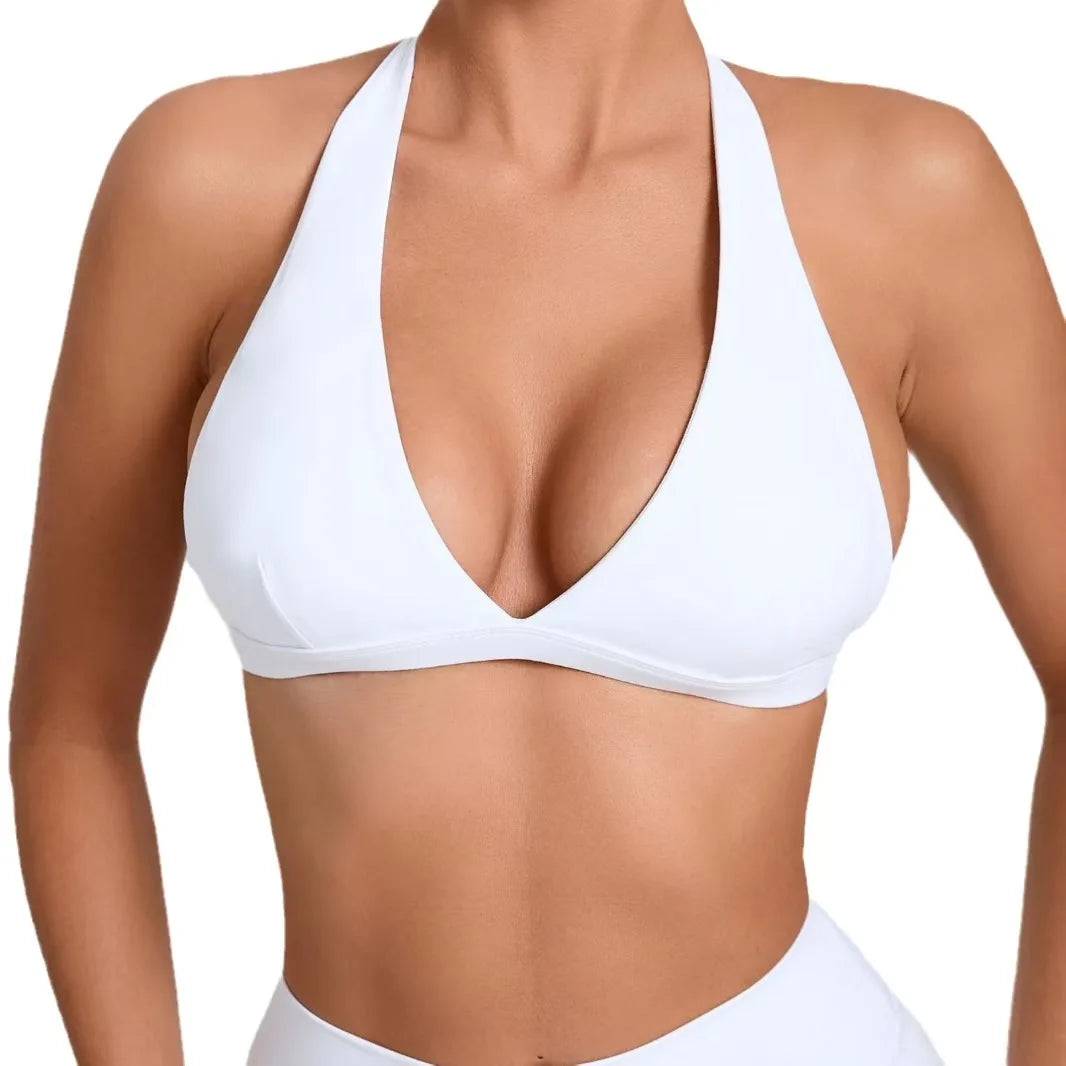 Brassière de Sport Femme Sans Coutures Dos Ouvert - Support Moyen Yoga Fitness