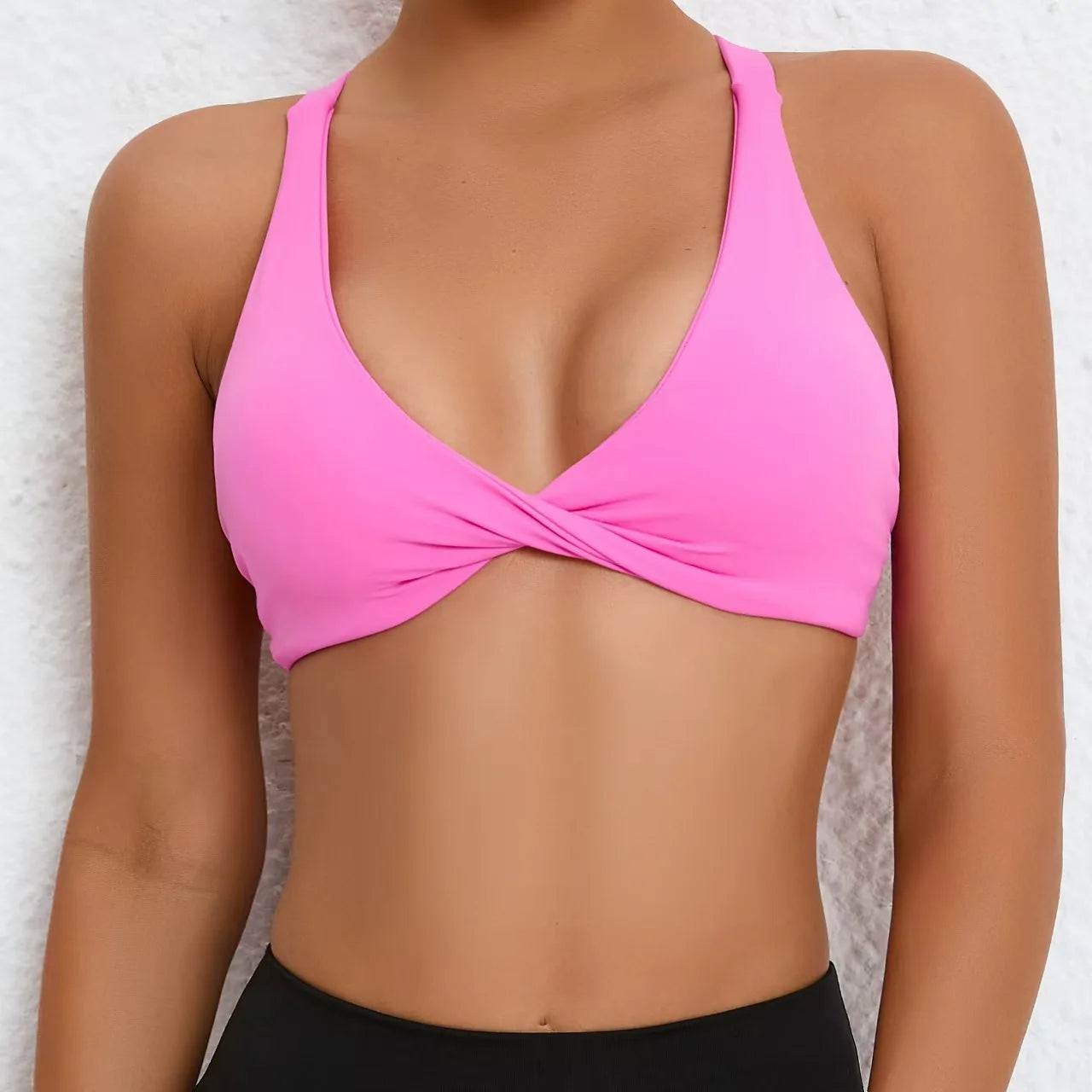 Brassière de Sport Femme Sans Coutures Dos Ouvert - Support Moyen Yoga Fitness
