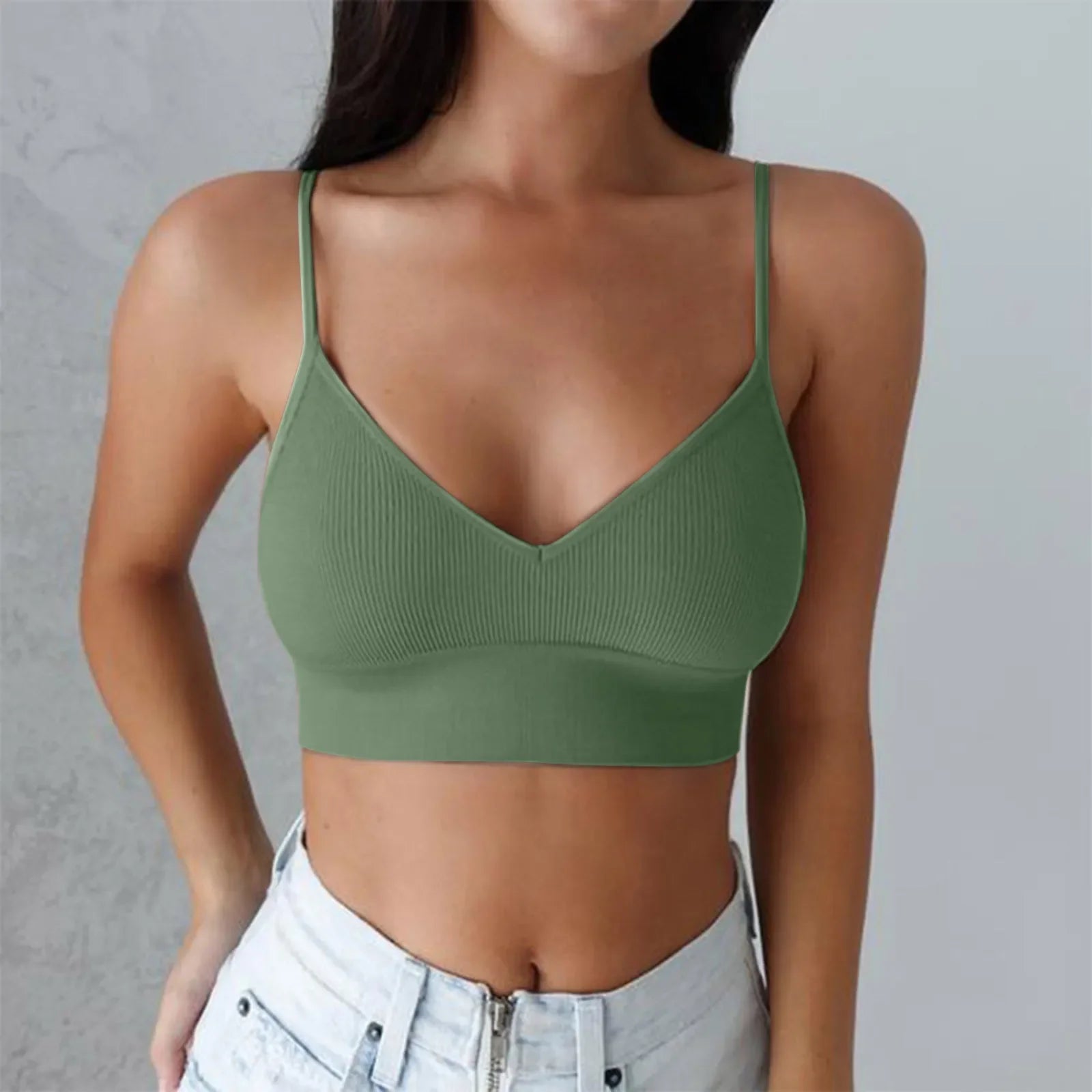 Brassières Sport Femme avec Rembourrage - Col V Sans Armatures Just For Pure Ladies