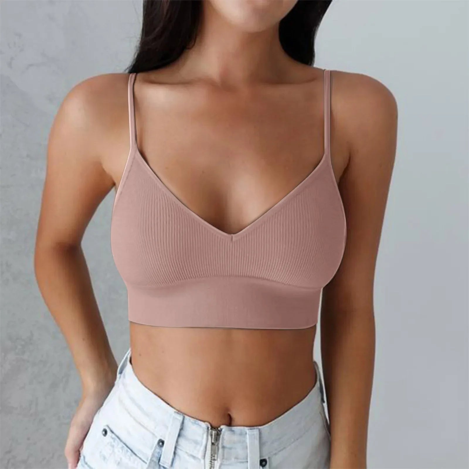 Brassières Sport Femme avec Rembourrage - Col V Sans Armatures Just For Pure Ladies