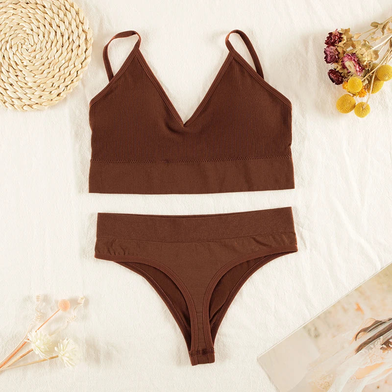 Ensemble Lingerie Femme Sans Armatures - Brassière Seamless et String