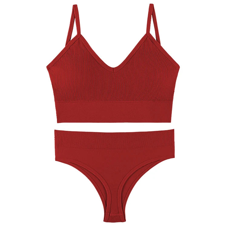 Ensemble Soutien-gorge Push-up et String Seamless - Lingerie Sport Fitness Femme