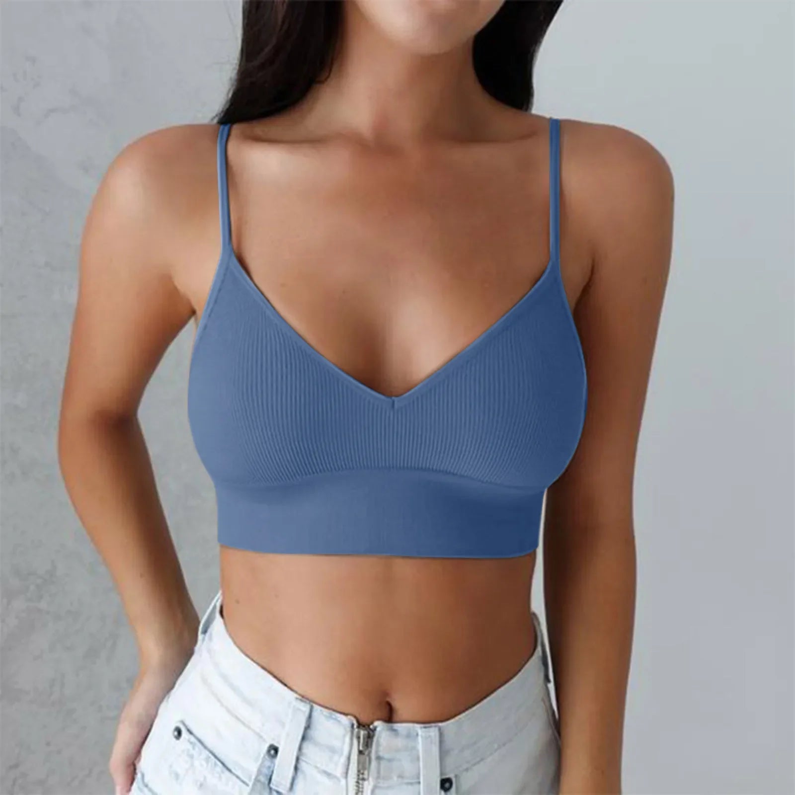 Brassières Sport Femme avec Rembourrage - Col V Sans Armatures Just For Pure Ladies