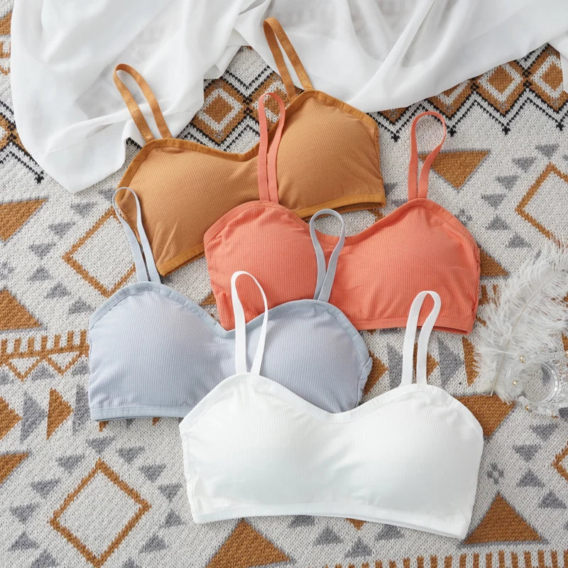 Soutien-gorge Crop Top Sans Armatures Push-up - Brassière Active Côtelée