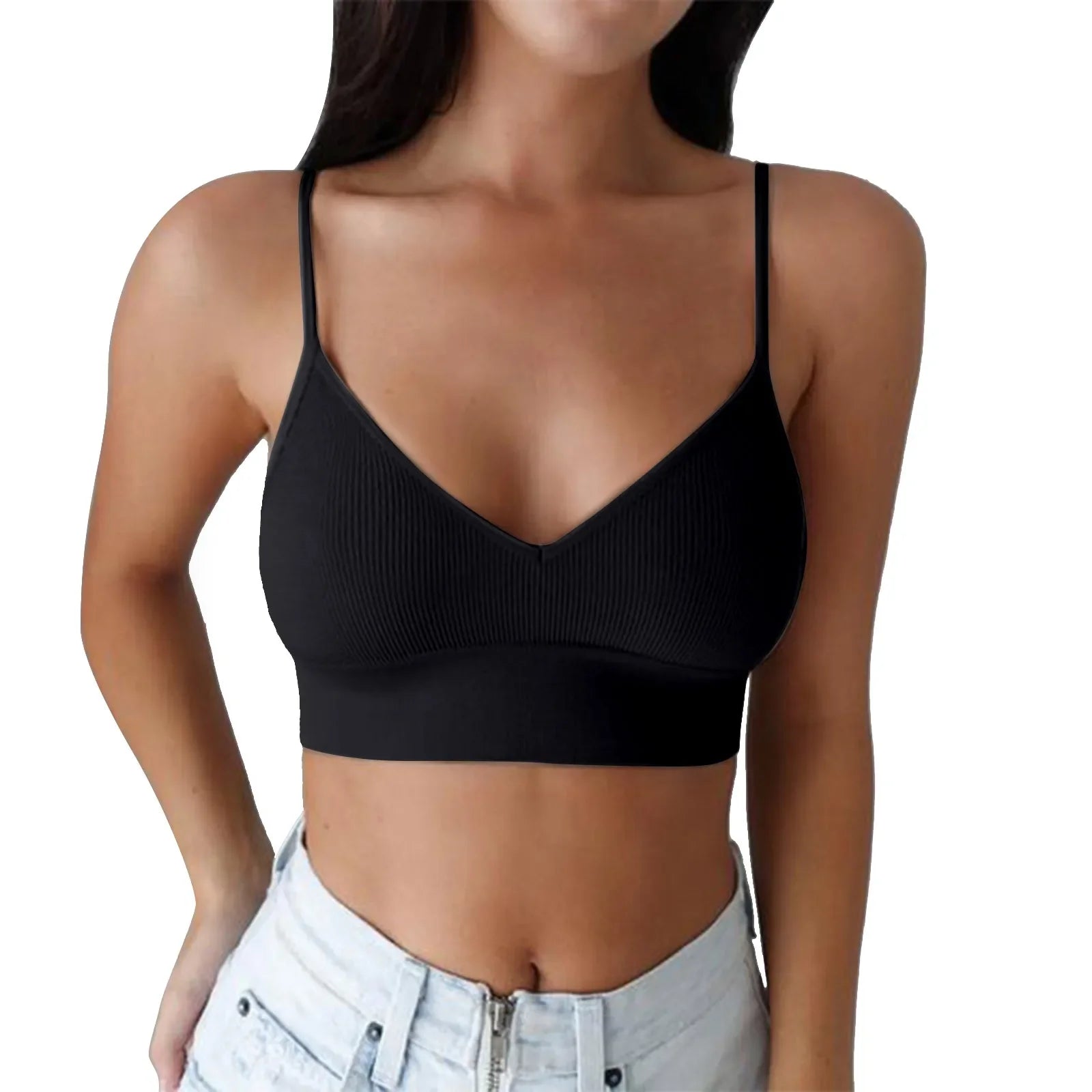 Brassières Sport Femme avec Rembourrage - Col V Sans Armatures Just For Pure Ladies