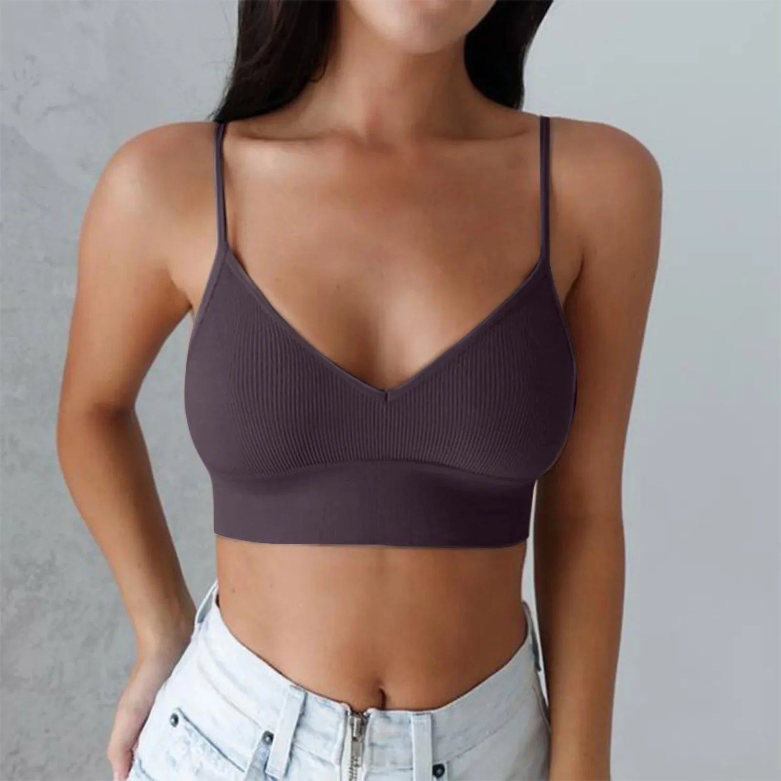 Brassières Sport Femme avec Rembourrage - Col V Sans Armatures Just For Pure Ladies