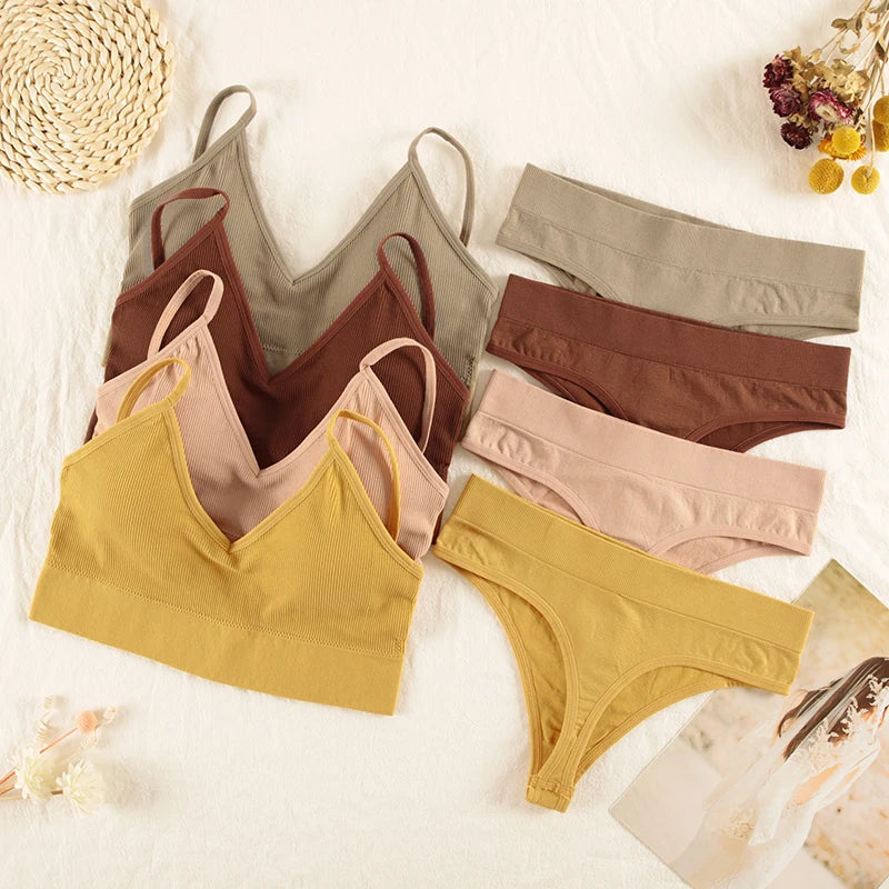 Ensemble Lingerie Femme Sans Armatures - Brassière Seamless et String