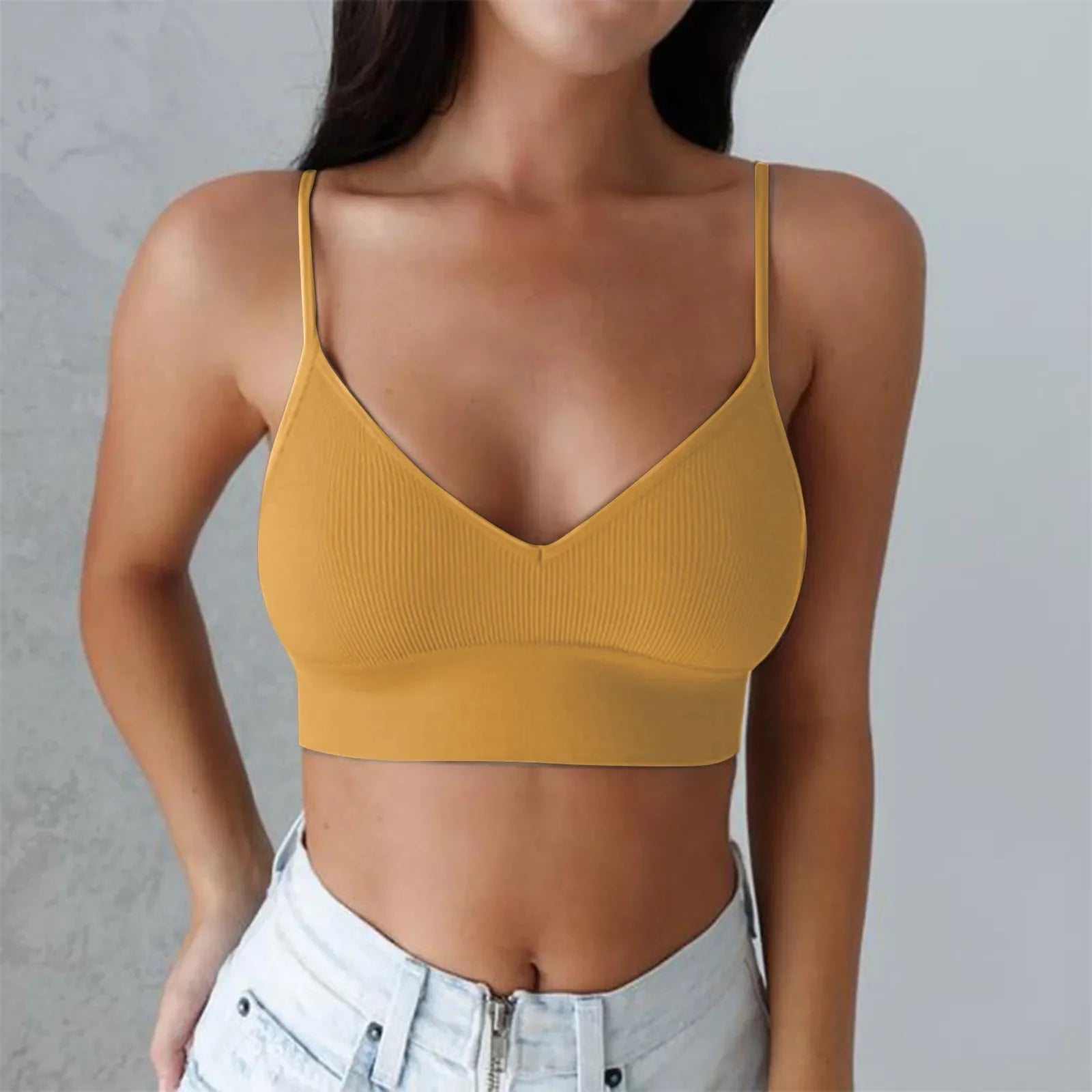 Brassières Sport Femme avec Rembourrage - Col V Sans Armatures Just For Pure Ladies