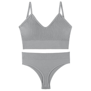 Ensemble Soutien-gorge Push-up et String Seamless - Lingerie Sport Fitness Femme