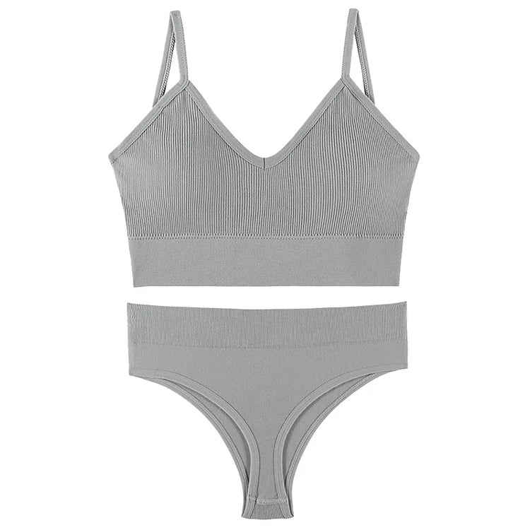 Ensemble Soutien-gorge Push-up et String Seamless - Lingerie Sport Fitness Femme