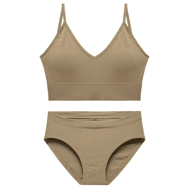 Ensemble Soutien-gorge Push-up et String Seamless - Lingerie Sport Fitness Femme