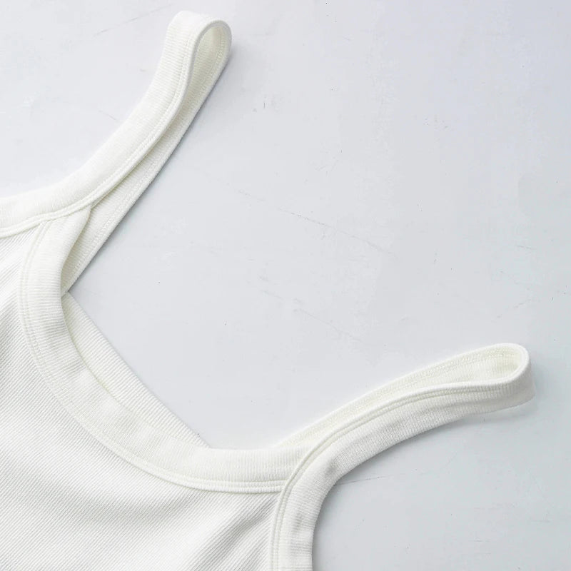 Top Tube Tricoté en Coton Femme - Débardeur Côtelé Élastique Sans Manches Style Streetwear