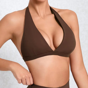 Brassière de Sport Femme Sans Coutures Dos Ouvert - Support Moyen Yoga Fitness