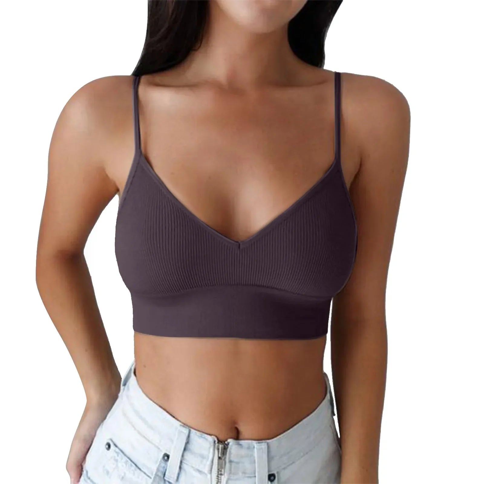 Brassières Sport Femme avec Rembourrage - Col V Sans Armatures Just For Pure Ladies