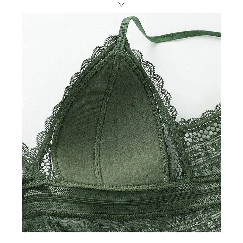 Soutien-gorge en Dentelle Française dos Nu sans Armatures - Bralette Triangulaire Douce