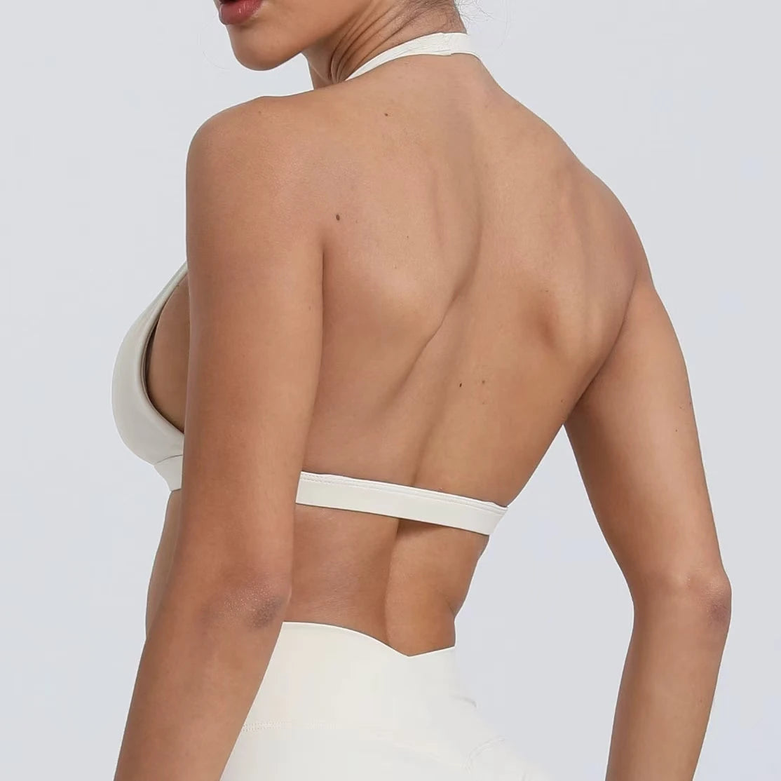 Brassière de Sport Femme Sans Coutures Dos Ouvert - Support Moyen Yoga Fitness